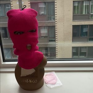 Hot pink  3 Hole Beanie Ski Mask w/free pink mask